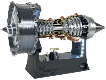 Trent 900 Turbofan Engine Model Kit, Aircraft Turbofan Engine Model Kits That Run, Mechanical Science Education Assembly Toys Display Model (25cm / 10in)