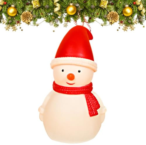 Vidillo Weihnachten Schneemann Nachtlicht LED-Weihnachts-Nachtlicht Niedliche Cartoon Nachttischlampe,Kreative Desktop Umgebungslicht,Kinder Mond Lampe für Schlafzimmer,Haus (B)