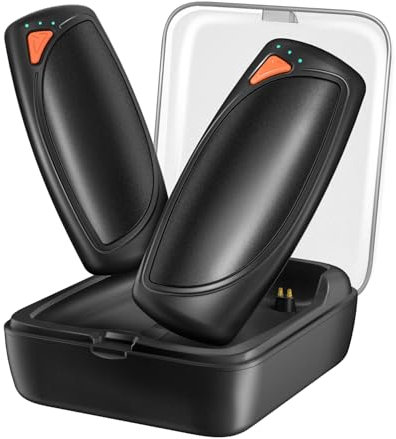 Hand Warmers Rechargeable with Charging Case, 14000mAh Dual-Sided Electric Portable Hand Warmers, Long-Lasting Heat for Cold Hands, Camping, Golf, and Gift for Women & Men - Black