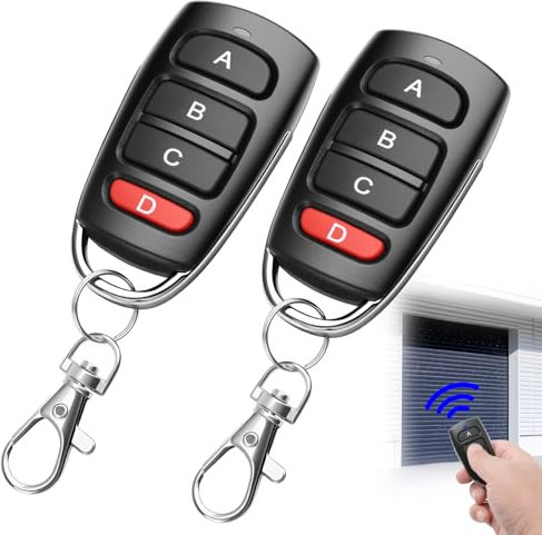 2Pcs Mando a Distancia Universal para Garaje 433Mhz, Clonador de Mandos con Código Fijo, Control Remoto Inalámbrico para Puertas con Llavero, Compatibilidad Amplia, Alcance de 50m