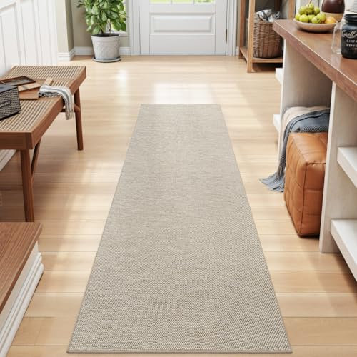 DEXI Teppich Läufer, Küchenteppich waschbar rutschfest, Flur Teppich Absorbierend, dauerhaft & antistatisch, Küchenläufer für Eingang, Küche, Wohnraum, 43.5x150cm, Beige