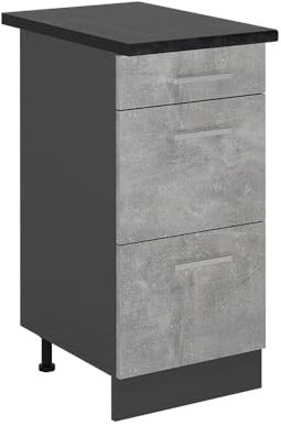 Vicco Mueble bajo de Cocina R-Line, Hormigón, 40 cm con cajones, ET Antracita
