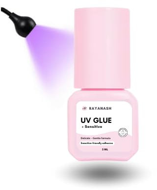 Colle UV pour extensions de cils en 1 seconde - Étanche jusqu'à ce que les cils tombent - Seule une utilisation professionnelle doit être utilisée avec une lumière UV (5 ml transparent purple)