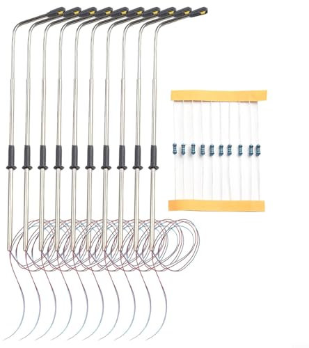 10er Set Gartendeko HO Maßstab 1:87 Modelleisenbahn Warmweiß LED Straßenlaternen Einzelkopf Lampe Pfosten Landschaft Zubehör