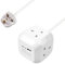 EXTRASTAR 4 Way Cube Extension Lead 1.5M, Power Cube Usb C 3120W, Cube Plug Extension with 2 Usb Ports(5V/3.4A) for Home Office Dorm and Travel - White