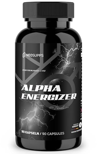 Neosupps Alpha Energizer 90 Kapseln, Made in Germany, Hochdosierte Formel für mehr Energie, Fokus & mentale Leistungsfähigkeit, Mit enXtra enoSTIM, AstraGin,Ginseng & Maca für Männer & Frauen