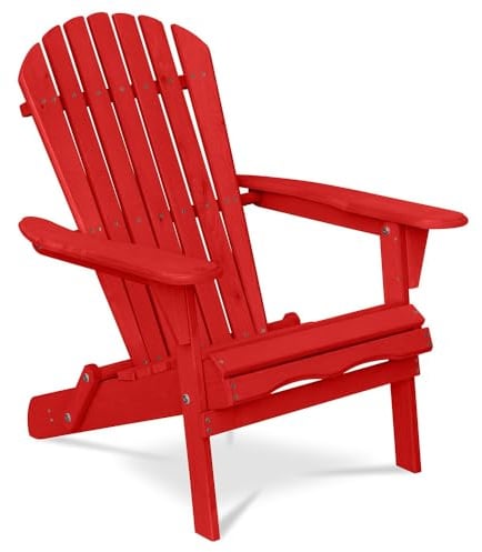 Iconik Interior Outdoor-Stuhl aus Holz mit Armlehnen – Gartenstuhl Adirondack – Adirondack rot
