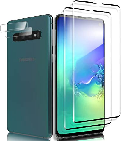Schutzfolie für Panzerglas für Samsung Galaxy S10, [Fingerabdruck-Sensor Unterstützen] 2&2 Stück mit Kameraschutz Folie, 3D-Volle Bedeckung Sensible Berührung Displayschutzglas für Samsung S10