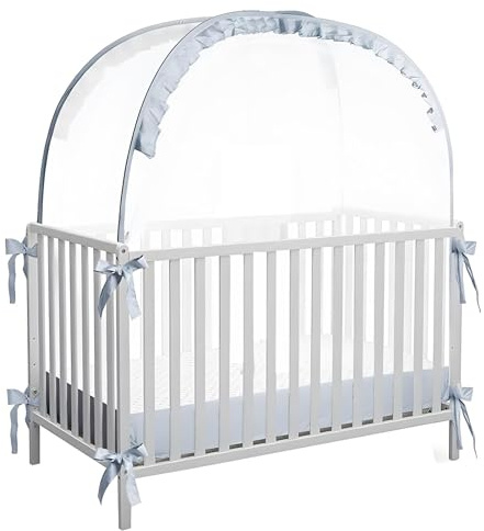Kanoauo Kinderbett Moskitonetz, Crib Zelt Baby Sicherheit Krippen Zelt Infant Pop-up Moskitonetz, Atmungsaktives Mesh Pop-up-Bettschutz Für Kleinkinder Kinder Kinderzimmer Schulreisen 70x130x140 cm