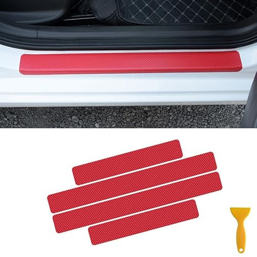 Auto Einstiegsleisten Schutz für Taycan (Y1A) Grand Tourer, Türschweller Aufkleber Lackschutzfolie Einstiegsleisten Dekoration Zubehör,A/Red