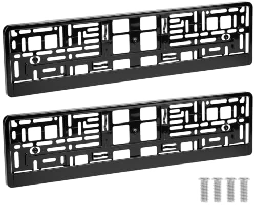 QWORK® 2 Stück Kennzeichenhalter Schwarz, UV-beständig Nummernschildhalterung Auto