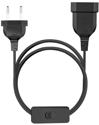 VIEVRE 3,0M Stromkabel mit Schalter,2,5A 250V Kabel mit Schalter und Stecker 0,75mm²,Lampenkabel mit Schalter,Euro Netzkabel Stromkabel mit Schalter,Kabel mit Stecker, Schwarz