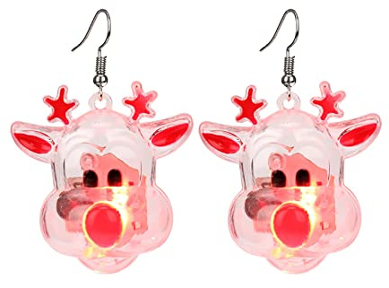 Christmas Party Earrings Tree Luminous Light Up Bulb EarringsFlashing Necklaces For Holiday Favors Sensitive for (Clear, One Size)