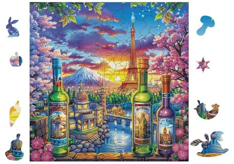 100 Piece Jigsaw Puzzle for Adults Wine Bottles 28x28cm Artistic Pattern Puzzle Ideal for Art Lovers Home Wall Decoration Collectible Artwork Display Gift