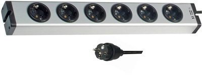 ALU HiFi 6-Fach Steckdosenleiste - Massives VOLL-Aluminium-Gehäuse und Vollkupferschiene - Hi-Fi-Leiste mit 2,5mm²-Zuleitung mit geradem Zentralstecker - - Bodo Ehmann - 0600x0006203a
