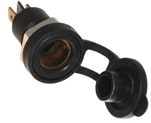 1x 2-polige Einbau Steckdose mit Kappe schwarz für 12mm Stecker Dose 12V 24V Spannung Neu Old-Harvest