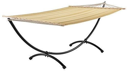 casa.pro XXL Hängematte mit Gestell beige 150 x 300 cm Hängesitz Hängeschaukel Hängematte