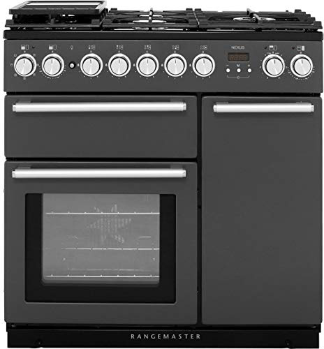 Rangemaster NEX90DFFSL/C Nexus Slate with Chrome Trim 90cm Dual Fuel Range Cooker