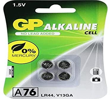 GP 05076AC4 Alkaline Knopfzelle 76A (V13GA / L1154), 4er Blister