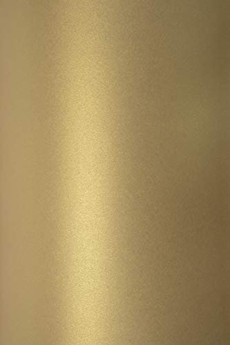Netuno 10x Feinpapier Perlmutt-Hell-Gold DIN A4 210x 297 mm 125g Sirio Pearl Gold Bastelpapier irisierend hochwertig mit Metallic-Effekt für Inkjet und Laser Drucker Hochzeits-Einladungen