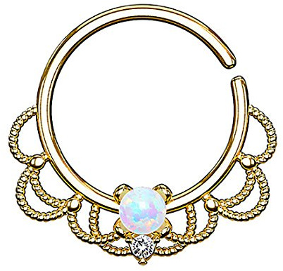 Piercingfaktor Piercing Ring Continuous Tribal mit Opal Ohr Nase Lippe Brust Intim Septum Tragus Helix Hufeisen Horseshoe