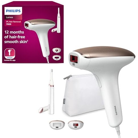 Philips Lumea Advanced IPL Haarentfernungsger盲t mit 2 Aufs盲tzen f眉r Gesicht und K枚rper + kostenlosem Gesichtshaarentferner, kompakter s-Trimmer - BRI921/00