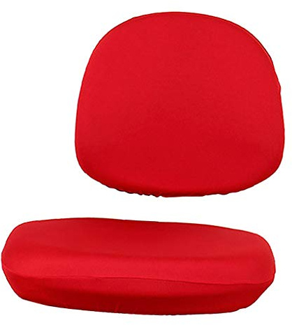 Removable Office Computer Chair Covers Protector Swivel Rotate Office Seat Slipcover (Back Cover and Seat Cover) - Red