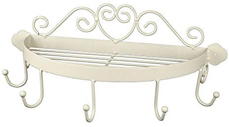 Ambiente Regal halbrund mit Haken Weiss 39cm Wandregal Küche Hängeregal Landhausstil