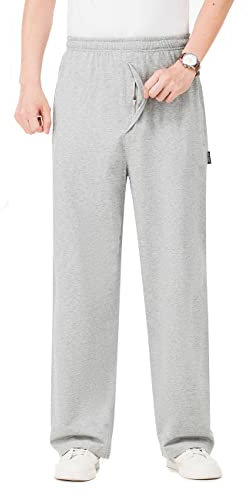 Zoulee Lässige Herren-Jogginghose aus Baumwolle, mit Reißverschluss vorne, Thin Light Grey, XXL