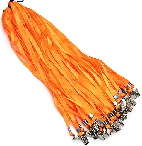 Bird Fiy Orange Lanyards Lot de 100 cordons plats en nylon avec clip pour badge (86,4 cm, orange)