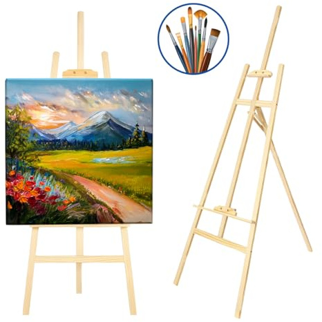 CHELY INTERMARKET Caballete Madera 70 CM Natural Caballete Plegable Para Pintura Lienzo Profesional Artistas Niños Adultos Acrílico Óleo Acuarela Trípode Soporte Portátil Estudio Manualidades