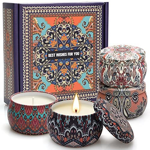 Liebe Duftkerzen Geschenkset für Frauen, 4 Pack SojaWachs 4.4OZ Kerzen, Duftkerze Set Aroma Kerzen 4 Stück Geschenkset, Muttertag, Weihnachten,Geburtstag, Valentinstag, Aromatherapie, Bad, Yoga