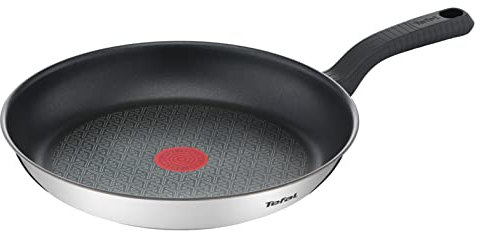 Tefal Comfort Max - Sartén de 30 cm, Apto inducción, antiadherente, revestimiento titanio, Thermo-signal, sin PFOA, apto lavavajillas y horno, acero inoxidable