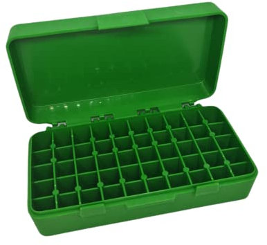Scatola porta munizioni 50 colpi Portamunizioni per proiettili pistola cartucce calibro 9X21 9mm 9×19 –380 ACP 30 Luger 9 Makarov