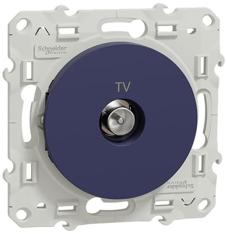 Schneider Electric - Odace, Prise TV simple, Fixation par vis, Cobalt - S550445