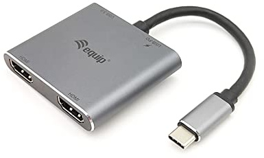 Equip Adapter USB-C/133484 USB-C 4-in-1 Dual-HDMI-Adapter/Silber