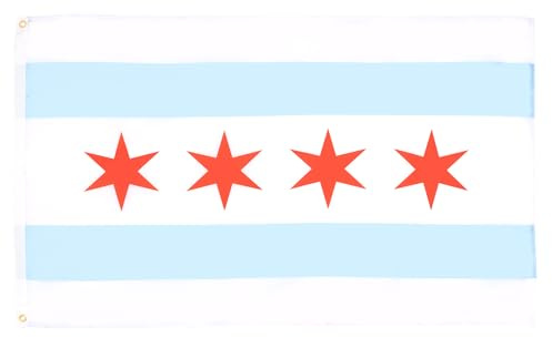 AZ FLAG Flagge Chicago 90x60 cm Fahne Chikago Polyester 100D 2 Ösen | Für innen und außen dekorative Flagge doppelte Nähte und verstärkte Kanten mit Metallösen 100D Polyester