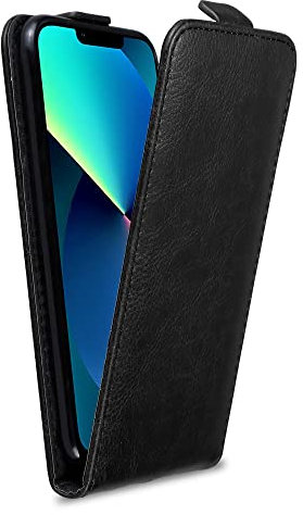 Cadorabo Custodia compatibile con Apple iPhone 13 PRO MAX in NERO CARBONE - Protezione in Stile Flip di Similpelle Fine - Case Cover Wallet Book Etui