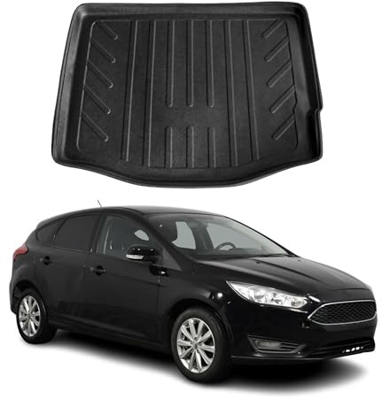 OMAC Bandeja Maletero Alfombrilla Compatible con Ford Focus mk3 2011-2018 Fünfpuertaser Negro TPE