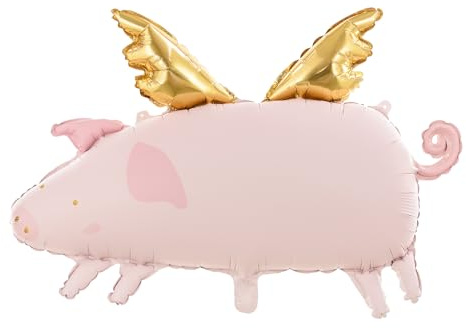PartyDeco Balon Foliowy Świnka z Nadrukiem na Hel Dekoracja Urodzinowa Okrągłe Urodziny Farma Girlanda Balonowa