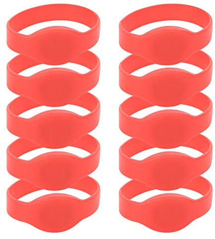 Sonew 10 Stück 125 kHz RFID Armband, Wasserdichtes Staubdichtes ID Karten Silikonarmband für die Zugangskontrolle von Schwimmbädern und Fitnessstudios(rot)