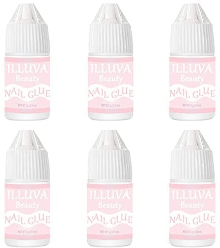 Pack of 6 Nail Glue, Extra Strong Quickly Dry Nail Tips Glue for Stick on Acrylic False Nail Tips - 3 ML * 6