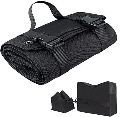 DONGKER Schießmatte/Gewehrauflage Set, Tatical Shooting Mat Shooting Rest Bag, Taktische Sichtmatte mit Vorne & Hinten Gewehrauflage Für Outdoor Schießstand Schießsport Zielschießen Üben
