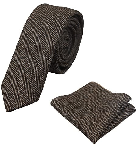 TruClothing.com Herren-Tweed-Krawatte mit Fischgrätenmuster Karo Klassisch Blau Braun Grau Schwarz - braun-ak06 One size