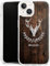 Silikon Hülle kompatibel mit Apple iPhone 14 Case transparent Handyhülle Hirsch Holzoptik Holz