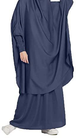 BOJON Muslimisches Zweiteiliges Gebetskleid für Frauen Abaya Kleid Islamischer Naher Osten Dubai Türkei Maxi Abaya Kaftan mit voller Länge Hijab Kleid