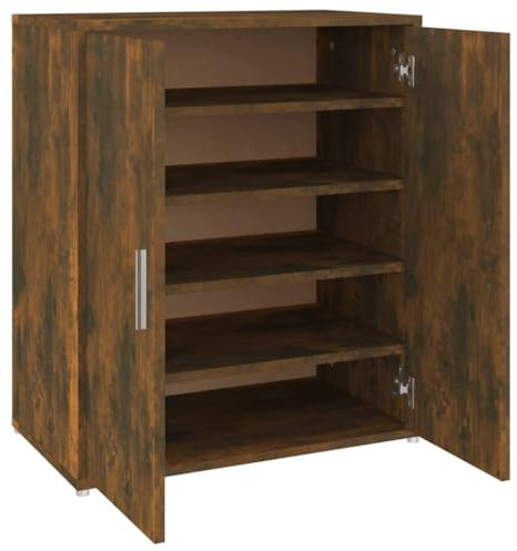 vidaXL Mueble Zapatero Madera contrachapada Roble Ahumado 60x35x70 cm