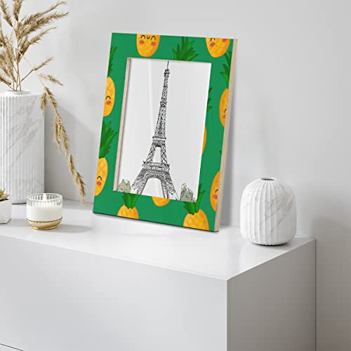 Lustiger Bilderrahmen mit Ananas-Muster, Obst, Ananas, Massivholz, 20,3 x 25,4 cm, transparentes Display für Wand und Tischdekoration, mit vorinstallierten Haken zum Aufhängen