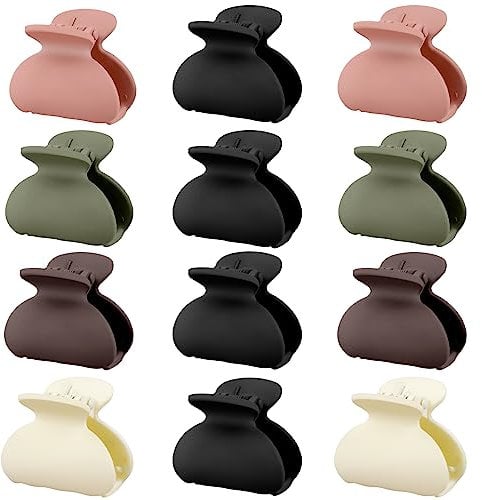 Kavya 12 Pièces 4 cm Petite Pince Cheveux, Simplicité Française Pince a Cheveux Matte Mini Pince Cheveux, Antidérapant Accessoire Cheveux(Vert)