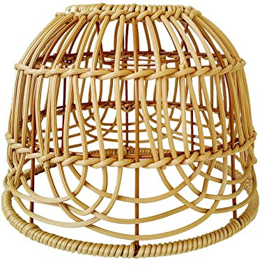 F Fityle Abat-Jour Créatif Scandi Lampe Naturelle Décoration Droplight Tissé en Osier Pendentif Lumière E26 pour Teahouse, Brun